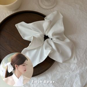White Square Scarf Hair Ties Carrot Shaped High Elasticity Hair Bands for Women Girls Hair Accessories Wedding Party Daily Use