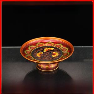 Chinese Style Alloy Fruit Basket Display Piece Lotus Flower Offering Tray Buddha And Wealth God Offering Tray Home Decor