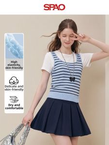 spao | Color Block Illusion Two-Piece T-Shirt Summer Style