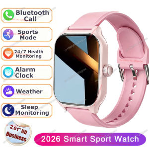 2026 New Mens Smart Watch Womens Gift 2.01 HD Full Touch Screen Sport Fitness Watch Electronics Bluetooth Talk Smartwatch Hw12