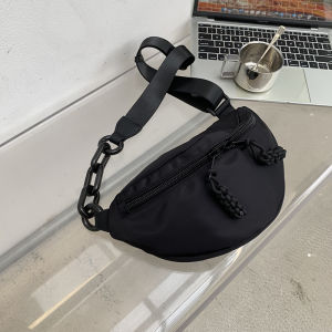 Casual Oxford Cloth Shoulder Bag Large Capacity Crossbody Saddle Bag Womens Bag Trendy Neutral Bag Sport Style Zipper Closure