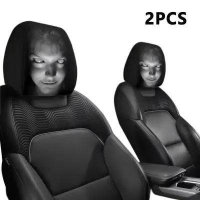Car Headrest Covers Universal Elastic Fit Horror Theme Skull Design Funny Playful All Occasions Seat Protectors Car Accessories