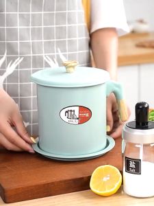 ☀️Life Core☀️ Stainless Steel Oil Cup Oil Filter Pot Oil Storage Cup With Fine Mesh Strainer Filter Bekas Minyak Masak Dengan Penapis