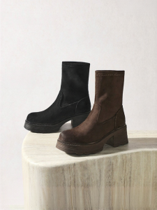 Belle | Retro Elastic High Heel Warm Short Boots