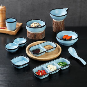Melamine Plastic Japanese Style Small Bowl Restaurant Hot Pot Sauce Dish Multi-Compartment Tray Tableware Bowl Dish Cup Spoon Rice Bowl Commercial Use