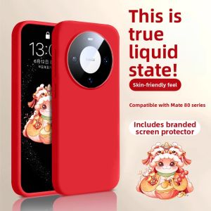 GUANBAINIAN | Ốp Lưng Điện Thoại Huawei Mate Series Silicone Lỏng Chống Sốc Bọc Toàn Bộ Màu Đỏ