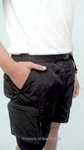 KUZI PROJECT - Celana Pendek Nylon - Autumn - Black - Boardshort - Reguler fit