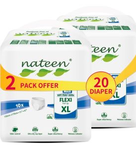 Nateen Flexi Maxi Adult Pull-Ups – X-Large 51" - 67"   Clothlike Backsheet Wetness Indicator Leak Guard Elastic Waistband & High Absorbency ( 20s )