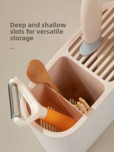 Carote Multi-Functional Knife Holder Kitchen Storage Rack Chopsticks Tube Utility Knife Stand Plastic Kitchen Accessories