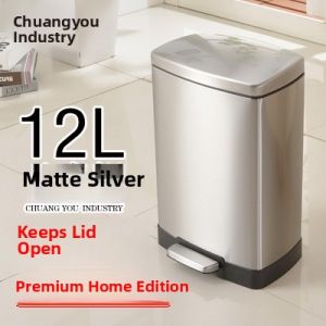 Large Capacity Kitchen Trash Can Stainless Steel Foot Pedal Trash Can with Lid for Home Living Room Luxury High End