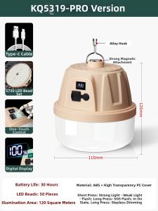 Long Battery High Capacity Magnetic Super Bright Camping Light