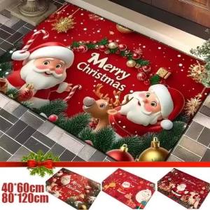 40*60/80*120CM Christmas Doormat Christmas Floor Mats Absorbent Non-slip Xmas Home Carpet Decor