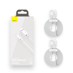 BASEUS | Baseus 2.4A USB Cable 2 PCs for iPhone 11 12 13 14 Pro 8 X Xr Fast Charging USB Cable Data Sync Cable Phone Charger Wire