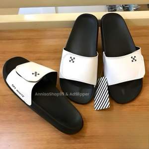 AdSlipper . OFF WITH PUTIH SHB. Promo Sandal Slop Slip On Distro Casual Pria Wanita Dewasa
