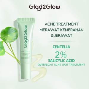 Glad2Glow 2% Salicylic Acid Overnight Acne Spot Cream Treatment 5g with Centella | Obat Jerawat Salep Jerawat Acne Gel Anti Acne Cream