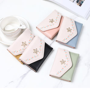 Z.L075 Dompet Wanita Dompet Wanita Kecil Bunga Dompet Lipat Wanita Import Dompet Cewek Kekinian D246