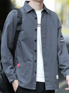 ROMON | Áo sơ mi nam tay dài thường ngày mùa thu mới rộng rãi không cần ủi thời trang áo khoác công sở hợp thời trang cotton pha