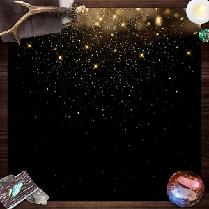 VIKAMA Đen Vàng Starlight Tối Giản Bài Tarot Thẻ Bàn Thờ Vải Chống Thấm Nước Stardust Lễ Khăn Trải Bàn Thiền Thảm Cho Phòng Bói Toán