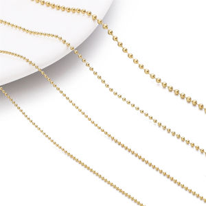 1-2mm 1M/bag 14K Gold Plated Bead Chain Copper Beads Link Chain for DIY Necklace Bracelet Jewelry Making Accessories
