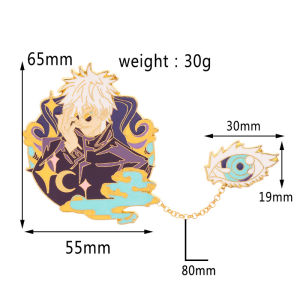 Cute Cartoon Character Enamel Pins Satoru Gojo Yuji Itadori Anime Lapel Brooches With Chain Pendant Backpack Badge Jewelry Gift