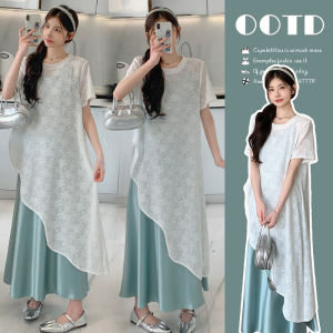 Pregnant Women Lace Blouse & Spaghetti Strap Dress Set