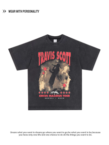 Áo Thun Cotton Tay Ngắn Travis Scott Rap Hip Hop Mỹ Heavyweight Cổ Tròn Thoáng Khí Áo Thun Nam Mùa Hè Thường Ngày
