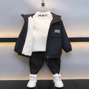 Áo Khoác Lót Lông Cừu Dày Cho Bé Trai Mùa Thu Đông Phong Cách Mới Trẻ Em Dày Dặn Ấm Áp Cotton Cho Bé Trai Năm Tuổi