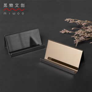 Creative Stainless Steel Business Card Holder Office Desk Decoration Front Desk Business Card Box Storage Display Phone Stand
