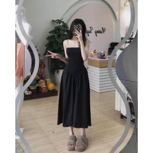 Đầm hai dây xoè váy body phối thân dáng xoè màu đen sang chảnh dự tiệc hàn quốc VD344
