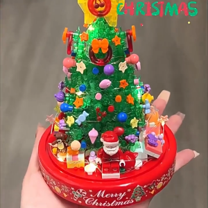 (lampu+Box) Christmas gift Mainan Bricks Dekorasi Natal Mainan anak-anak Hadiah Natal