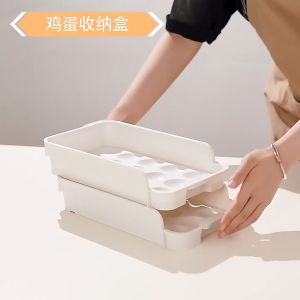 Refrigerator 15 Grids Eggs Preservation Storage Box 冰箱15格鸡蛋收纳 Multi Stackable Drawer Kitchen Egg Trays Storage Containers Refrigerator Organizer