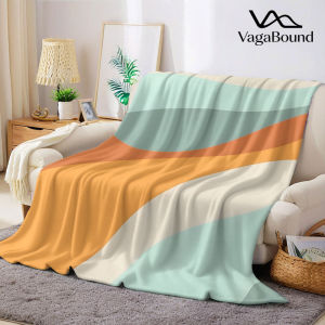 Retro Orange Wave Flannel Blanket Warm Soft Halloween Christmas Decorative Couch Warm Cozy All-Season Gift