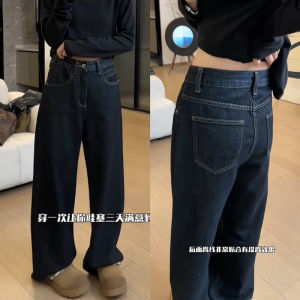 High Waist Straight Leg Black Pants for plus Size Women Fashionable Casual Jeans Korean Style Comfortable All Season Wear