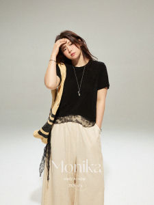 Plus Size Lace Black Irregular T-Shirt