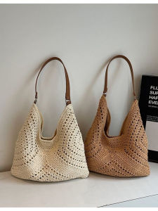 Casual Commuter Tote Bag Womens Large Capacity Woven Shoulder Bag Leisure Vacation Travel Beach Bag Korean Style