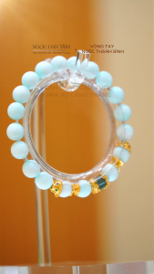 Ngọc Đan Tâm - Vòng Tay Ngọc Thanh Bình 8mm Phối Charm Trụ Xanh Ngọc Lục Bảo - Mệnh Thuỷ & Mệnh Mộc