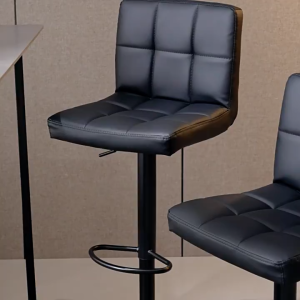 TOUTOU เก้าอี้บาร์ ปรับระดับได้ เบาะหนัง PU #เก้าอี้บาร์ ดำ สไตล์โมเดิร์น