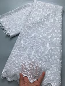 African Nigerian Cotton Lace Fabric 2025 High Quality Embroidery Swiss Voile Lace Fabric For Women Sew Party Dress 2.5Yards 4384