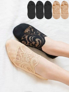 Women Socks Summer Thin Breathable Silicone Non-slip Ladies Invisible Lace Boat Sock Transparent Fashion