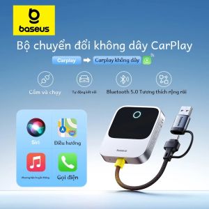 Bộ Chuyển Đổi Không Dây Baseus CarPlay Màu Xám Không Gian Kết Nối Tự Động Thông Minh Bluetooth Cắm & Chạy Thông Minh Có Dây Sang Không Dây Tích Hợp Điện Thoại Thông Minh Trên Ô Tô
