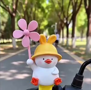 Cute Windmill Duck Bicycle Decoration Cute Yellow Duck Electric Bike Ornament Riding Night Light Accessories Baby Bike Pendant