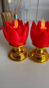 Nến hoa Sen điện tử liền Đế -  dùng để ban thờ Phật giáo - LẮP SẴN PIN