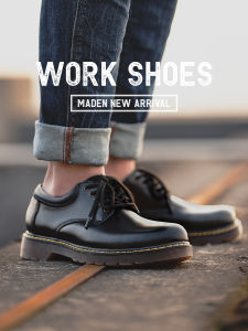 รองเท้าบู๊ทส์หัวกลมสีดำ Maden สำหรับผู้ชาย รองเท้าลำลองสไตล์อังกฤษ ทรงพื้นต่ำ สวมใส่สบาย ฤดูใบไม้ร่วง 2019