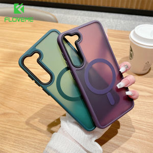 FLOVEME Magsafe Matte Clear Phone Case for For Samsung S24 Ultra S23 S22 Ultra S23+ S22+ Plus Wireless Charging Frosted Acrylic Anti-fall Shockproof Back Cover For Samsung S23 S22
