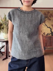 UYFY | Gray Round Neck Splice Short Sleeve T-Shirt Womens Casual Summer New Style High Quality Versatile Large Size Top