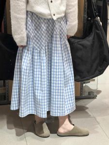 Váy Midi Kẻ Caro Cạp Cao Cho Nữ Váy Midi Chữ a Dáng Chữ a Không Đều Váy Midi Dài Che Mông Che Béo