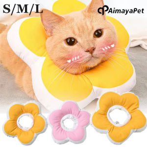 AIMAYAPET Pet Cat E-Collar Recovery Cone Protection Elizabeth Collar Adjustable Cotton Blends Collar Printed Elizabeth Circle for Cat