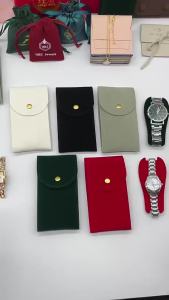 Velishy | Hot! Velvet Watch Storage Bag Soft Scratch Proof Lining Snap Closure For Daily Travel Protection
