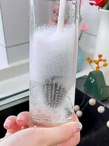 Silicone Bottle Brush Cup Scrubber Glass Cleaner Kitchen Cleaning Tool Long Handle Drink Bottle Glass Cup Cleaning Brush