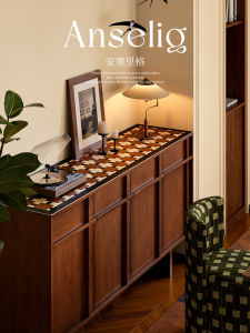 Anselige British Old Money Style Entrance Mat Sideboard Cabinet Mat TV Cabinet Mat Leather Waterproof Easy to Handle